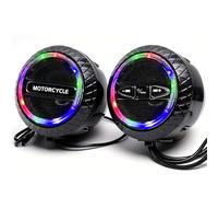 Qivine RGB Waterproof Motorcycle Handlebar Speaker 2x20W, Music-Sync LED Lights, Bluetooth/FM/USB, 2 Channel Loud Sound, Motorcycle Audio System, Loud Clear Sound for 12V Motorbike/Electric Bike