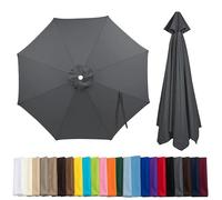 Qivstxug 4.0m/3.5m/3.0m/2.7m/2.5m/2.3m/2m Umbrella Replacement Parasol Canopy, 6/8 Ribs Sun Umbrella Replacement Cloth Umbrella Cover Standby For Patio/Beach/Backyard Parasol Fabric Canopy Cover Grey