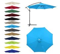 Qivstxug Replacement Parasol Fabric Cover Waterproof, 6 Ribs 8 Ribs Sun Shade Parasol Replacement Canopy Cover, Outdoor Patio sunshade Umbrella Cloth for Garden Umbrella Cantilever Parasol Lake blue