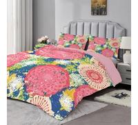 Qiwagu Colourful Duvet King Size, Coverless Duvet 7.5 Tog with Abstract Flowers Pattern, Soft Lightweight Comforter Set for Autumn Summer, 1 Quilt King Size 230x220cm with 2 Pillowcases, A994