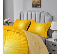 Qiwagu Gold Duvet King Size, Coverless Duvet 7.5 Tog with Stripes Pattern, Soft Lightweight Comforter Set for Spring Summer, 1 Quilt King Size 230x220cm with 2 Pillowcases, Machine Washable, A707