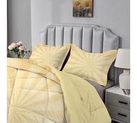 Qiwagu Golden Duvet King Size, Coverless Duvet 7.5 Tog with Stripes Pattern, Soft Lightweight Comforter Set for Spring Summer, 1 Quilt King Size 230x220cm with 2 Pillowcases, Machine Washable, A708