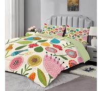 Qiwagu Light Brown Duvet Super King Size, Coverless Duvet 7.5 Tog with Flower Plants Pattern, Soft Lightweight Comforter Set for Autumn Summer, 1 Superking Quilt 260x220cm with 2 Pillowcases, A995