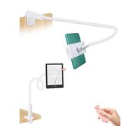 QIWAS Gooseneck Tablet Holder for Kindle Reading in Bed with Remote Page Turner, Lazy Arm Stand for Kindle Accessories Paperwhite Colorsoft Scribe, Ereader Accessory with Clicker Page Turner
