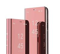 QIWEIQING Case Compatible with Huawei P30 Pro Bookstyle Mirror Makeup Smart View Stand Protective Flip Case Cover for Huawei P30 Pro Flip Mirror Rose Gold QH