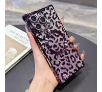 QIWEIQING Case for iPhone 14 Pro Max Glitter Leopard Print Pattern Phone Cover for Girls Women Slim Hard PC All-inclusive Lens Shockproof Protective Phone Case for iPhone 14 Pro Max. Purple BW
