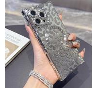 QIWEIQING Case for iPhone 16 Plus Compatible with MagSafe for Glitter Leopard Cheetah Print, Cute Magnetic Slim Bumper Phone Cover for Women Girls and Men for iPhone 16 Plus. Silver BW