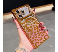 QIWEIQING Case for iPhone 17 Pro Max Compatible with MagSafe for Glitter Leopard Cheetah Print Design, Cute Magnetic Slim Bumper Phone Cover for Women Girls and Men for iPhone 17 Pro Max. Orange BW