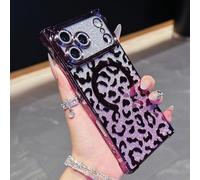 QIWEIQING Case for iPhone 17 Pro Max Glitter Leopard Print Pattern Phone Cover for Girls Women Slim Hard PC All-inclusive Lens Shockproof Protective Phone Case for iPhone 17 Pro Max. Purple BW