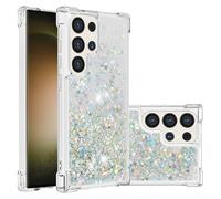 QIWEIQING Clear Case Compatible for Samsung Galaxy S25 Ultra Phone Case TPU Cover Glitter Liquid Case for Samsung Galaxy S25 Ultra, Lightweight Sequin Back Case for Galaxy S25 Ultra. Silver YBL