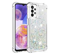 QIWEIQING Clear Case Compatible with Samsung Galaxy S23 Phone Case TPU Cover Glitter Liquid Case for Samsung Galaxy S23, Lightweight Sequin Back Case for Samsung Galaxy S23.Silver YBL