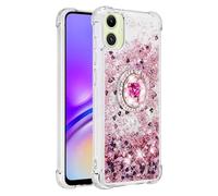 QIWEIQING Compatible with Glitter Liquid Case for Samsung Galaxy A06, Sparkle Sequin Floating Quicksand Solid Love TPU Shockproof Protective Cover for Samsung Galaxy A06. Rose Gold YBH