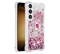QIWEIQING Compatible with Glitter Liquid Case for Samsung Galaxy A56, Sparkle Sequin Floating Quicksand Solid Love TPU Shockproof Protective Cover for Samsung Galaxy A56. Rose Gold YBH