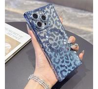 QIWEIQING Compatible with iPhone 14 Case, Leopard Print Phone Case, Compatible with MagSafe of Glitter Design, Shockproof Protective Girls and Men Women Cover for iPhone 14. Blue BW