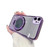 QIWEIQING Compatible with Samsung Galaxy A07 Phone Case, Glitter Camera Lens Protector Bracket Stand Function Case Bling Shining Design Clear TPU Bumper Cover for Samsung Galaxy A07. Purple DSZ