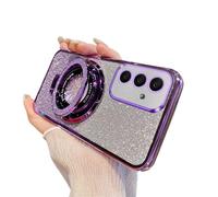 QIWEIQING Compatible with Samsung Galaxy A36 Phone Case, Glitter Camera Lens Protector Bracket Stand Function Case Bling Shining Design Clear TPU Bumper Cover for Galaxy A36. Purple DS