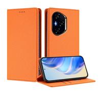 QIWEIQING for Honor 400 Pro 5G Case Flip Premium Wallet Phone Case Shockproof PU Leather Roses Embossed Magnet Cover for Honor 400 Pro 5G with Kickstand Card Holder. Orange YBZ