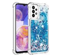 QIWEIQING for Samsung Galaxy A54 5G Case, Liquid Glitter Case Air-Cushion Drop Resistant Bling Shiny Sparkle Flowing Anti-Fingerprint Soft TPU Bumper Cover for Samsung A54 5G.Blue YBL