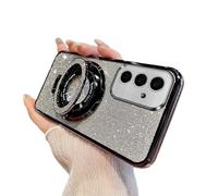 QIWEIQING Glitter Case Compatible with Samsung Galaxy A72 5G for Women Girls, Sparkle Ring Kickstand Camera Lens Protector Shockproof Slim Fit TPU Bumper Cover for Galaxy A72 4G / 5G. Black DS