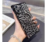 QIWEIQING Glitter Case for iPhone 14 Compatible with MagSafe Cute Leopard Pattern Leather Aesthetic Phone Cover for Women Girls Soft Silicone Protective Case for iPhone 14. Black BW