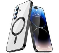 QIWEIQING Magnetic Clear for Samsung S21 Plus Case with MagSafe Cover Silicone Cover Slim Thin [Non-Yellowing] Anti-Fingerprint Scratch Wireless Charging Case for Galaxy S21 Plus. Black YIX