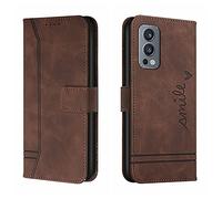 QIWEIQING Wallet Case for OnePlus Nord 2 5G, Magnetic Flip Leather Case with RFID Block Card Slots Kickstand Shockproof Protective Cover Compatible with OnePlus Nord 2 5G.Brown HX