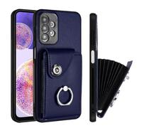 QIWEIQING Wallet Case for Samsung Galaxy A23 5G, Slim PU Leather Case with Card Holders Kickstand Double Magnetic Clasp Skin Feel Shockproof Flip Folio Cover for Galaxy A23 4G / 5G.Blue YBK