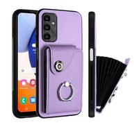 QIWEIQING Zipper Wallet Case for Samsung Galaxy A55 5G, Magnetic Flip Credit Card Holder Wallet Design Ring Kickstand Back Cover Slim Silicone Shockproof for Samsung Galaxy A55 5G.Purple YBK