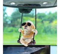 Qiwen Cute Cool Swinging Labrador Retriever Auto Rearview Mirror Pendant Charm Car Hanging Mirror Accessory Car Decor Gift (Yellow Labrador)