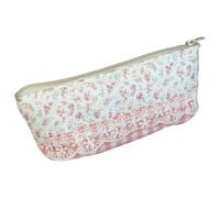 Qiwenr Pencil Case Corduroy, Floral Print Pencil Case, Pencil Pouch Aesthetic Pencilcase, Pen Pouch Portable Storage Bag, Cosmetic Bag for Travel, Coin Wallet, it Turns into a Treasure Bag (Pink)