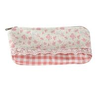 Qiwenr Pencil Case Corduroy, Floral Print Pencil Case, Pencil Pouch Aesthetic Pencilcase, Pen Pouch Portable Storage Bag, Cosmetic Bag for Travel, Coin Wallet, it Turns into a Treasure Bag (Pink)