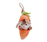 Qiwieod Bunny Pendant in Plush Carrot with Zip, 12 cm Separable Plush Rabbit with Carrot, Soft Doll, Cute Jewellery for Children, Adults, Friends, Family, Colleagues