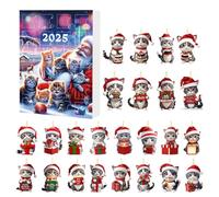 Qiwieod Christmas Calendar, 2D Acrylic Pendant with Cat Motif, 24 Days Christmas Countdown Decoration, for the Christmas Tree, for Bags and for the