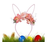 Qiwieod Easter Bunny Ears, Flower Decoration Headpiece, Easter Bunny Ears, Headband, Children & Women, Carnival, Christmas, Halloween