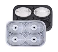 Qiwieod Football Mould - Four Cavities Three-Dimensional Kitchen Mould, Silicone Sports Motif Mould - For Bar Whisky Cocktails Coffee Water Fridge Freezer Cake Chocolate Candy Ball