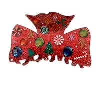 Qiwieod Hair Clips for Women, Cute Red Hair Clips with Rhinestones, Comfortable Hair Clips with Christmas Elements | Christmas Elements Portable Hair Accessories for Family, Friends, Children