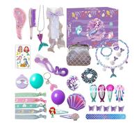 Qiwieod Mermaid with 24 Days for the Christmas Countdown - Mermaid Jewellery Accessories Decoration - Christmas Jewellery Role Play Accessories - For Children Girls Daughter