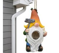Qiwieod Outdoor Bird House - Rope Hanging as Gnome Shape for Wild Birds, for Balcony, Windowsill, Yard - Robin, Wren, Swallow, Finch, for Swallows, Robins, Wrens, Finches