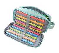Qiwieod Pencil Case, Double Layer Design with Carry Handle, Oxford Fabric School Pencil Case - For Children, Teenagers, Girls, Women, Men, School, University, Teaching, Blue sea, see description, See