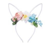 Qiwieod Rabbit Ears Headband Adjustable Costume Headband with Flower Decoration, Easter Bunny Ears, Headband, Children & Women, Carnival, Christmas, Halloween