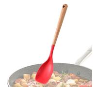 Qiwieod Spoon spatula, dishwasher-safe kitchen utensil - spatula with wooden handle and heat resistance - for the kitchen for baking, stirring and roasting, meat soup
