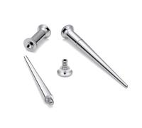Qiwnswoy 10G Gauges for Ear Stretching Kit Surgical Steel Interchangeable Taper Internally Threaded Double Flare Fit Flesh Tunnels 2.5MM Plugs Gauges Earring Expander Piercing Jewelry for Women Silver