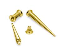 Qiwnswoy 4G Gauges for Ear Stretching Kit Surgical Steel Interchangeable Taper Internally Threaded Double Flare Fit Flesh Tunnels 5MM Plugs Gauges Earring Expander Piercing Jewelry for Women Gold