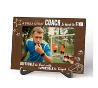 Qiwog Best Coach Photo Frame, A Truly Great Coach Are Hard To Find Wooden Desktop Photo Frame with Stand - Sports Coach Picture Frame Gifts - Thank You Appreciation Gifts for Coach -A25