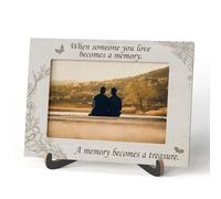 Qiwog Memorial Photo Frame - When Someone You Love Becomes a Memory Bereavement Wooden Tabletop Picture Frame with Stand - Memorial Gift for Loss of Loved One - Sympathy Gifts Home Office Decor -A51