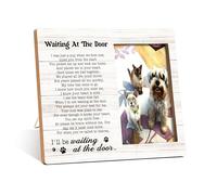 Qiwog Pet Memorial Photo Frame - Waiting At The Door - Wooden Tabletop Picture Frame - In Loving Memory - Sympathy Gift For Dog Or Cat Owner - 72