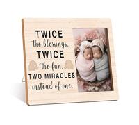 Qiwog Twins Photo Frame - Twice The Blessings Twice The Fun Pregnancy Announcement Picture Frame - Elephant Baby Twin Frames Gift - Twin Boys Girls Gifts For Babies, Twins Gifts For Mom -04