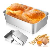 qiwuhai 3 Pcs Bread Loaf Tins for Baking, Stainless Steel Cake Tins for Baking Pans, Rectangular Loaf Pans Moulds for Banana Bread Toast Pie Cake Lasagna(8.66x5.91x2.36 inch)