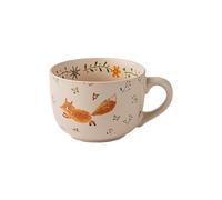 QIXCOZTI Large Ceramic Breakfast Mug Simple Texture Solid Color Cup Ideal for Women Coffee Tea Morning Drinks（Sprint Fox）