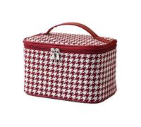 QIXCOZTI Portable Travel Toiletry kilobird Bag Men and Women Waterproof Travel Plaid Cosmetic Bag Bathroom Storage Bag Storage Bag for Brushes Set,Full-Sized Shampoo,Toiletries,Accessories, red